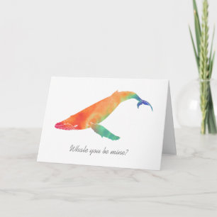 Whale You Be Mine Valentijnsdag Waterverf Feestdagen Kaart