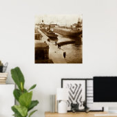 Whalebacks in de Soo Locks, Sault Ste. Marie, MI Poster (Thuiskantoor)