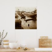 Whalebacks in de Soo Locks, Sault Ste. Marie, MI Poster (Keuken)