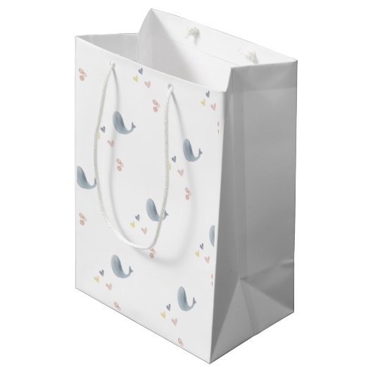 Whales & Hearts Gift Bag Medium Cadeauzakje (Voorkant Gekanteld)