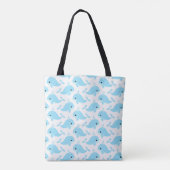 Whales Illustration Pattern Printed Tote Bag Whale (Achterkant)