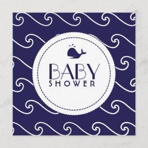 Whales Tale & Wavy Navy Invitation Kaart