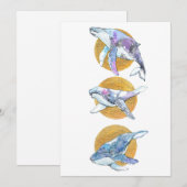 Whales Trio Fly Float en Dream Feestdagenkaart (Voorkant / Achterkant)