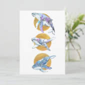 Whales Trio Fly Float en Dream Feestdagenkaart (Staand voorkant)