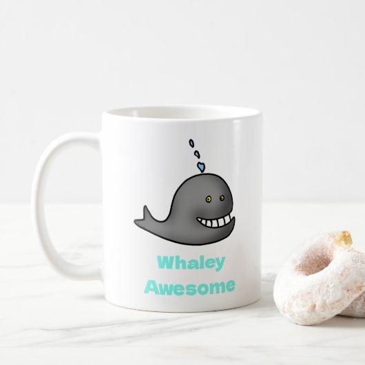 Whaley Awesome Funny Whale Pun Design Koffiemok (Met donut)