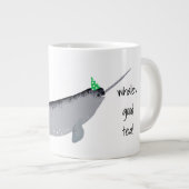 Whaley Good Tea Text Narwhal Whale Extra Grote Beker (Voorkant rechts)