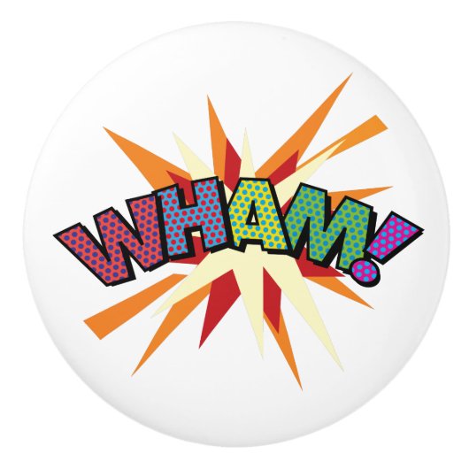 WHAM Fun Retro Comic Book Pop Art Keramische Knop (Voorkant)