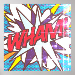 WHAM Fun Retro Comic Book Pop Art Poster