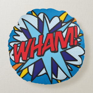 WHAM KA-POW Fun Retro Comic Book Pop Art Rond Kussen