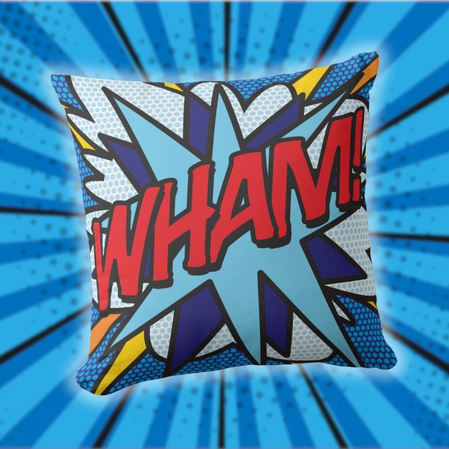 WHAM Leuke Retro Stripboek Pop Art Kussen (WHAM Fun Retro Comic Book Pop Art Throw Pillow)