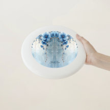 Blue Flowers and Pearls Frisbee