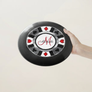 Wham-O Frisbee Conception de jeton de poker argentée - monogramme
