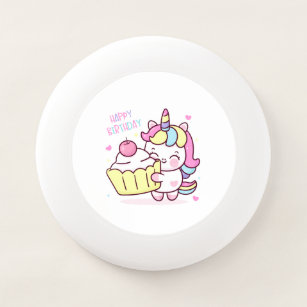 Wham-O Frisbee Cute Unicorn Joyeux Bouton de gâteau d'anniversair