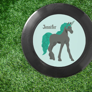 Wham-O Frisbee Unicorne grise et Turquoise Personnalisée