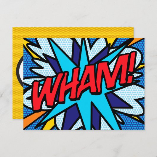WHAM Uw Bericht Spraak Bubble Fun Retro Aankondigingskaart (Voorkant / Achterkant)