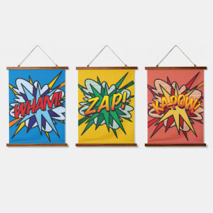 WHAM ZAP KAPOW Stripboek Modern Hangend Wandkleed