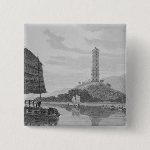 Whampoa Pagoda, 1810 Vierkante Button 5,1 Cm