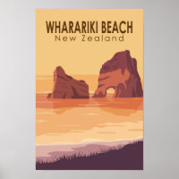 Wharariki Beach Nieuw-Zeeland Reizen Vintage Kunst