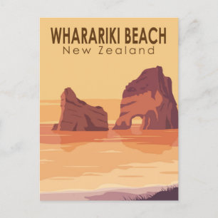 Whariki Beach New Zealand Travel Art Briefkaart