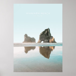 Whariki Beach, New Zealand Travel Artwork Poster