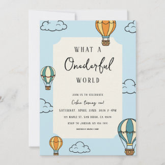 What a Onederful World Birthday Party Invitation Kaart