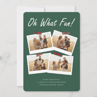 What a Year Christmas Four Family Photo Collage Feestdagenkaart