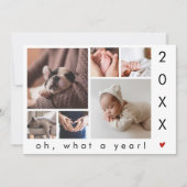 What a Year! Modern Simple 6 Photo Collage Feestdagenkaart (Voorkant)