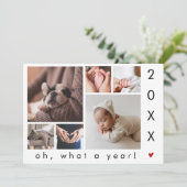 What a Year! Modern Simple 6 Photo Collage Feestdagenkaart (Staand voorkant)