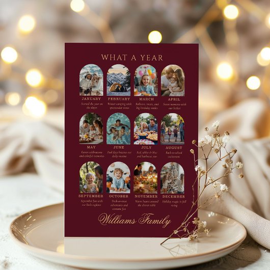 What a Year Photo Christmas Plaid Classic Holiday Folie Uitnodiging