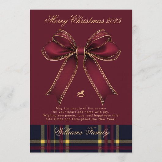 What A Year Photo Collage Christmas Bow Holiday Kaart (Voorkant)