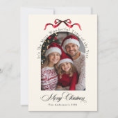 What a Year Red Bow Year in Review Family Photo Feestdagenkaart (Voorkant)