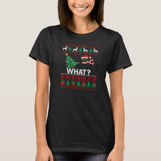 What? Black Cat Christmas Tree Chaos T-shirt (Voorkant)