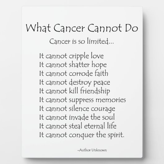 What Cancer Cannot Do Inspirational Poem Plaque (Devant)