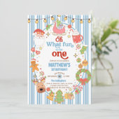 What fun to be One boy 1st birthday invite. Kaart (Staand voorkant)