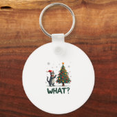 What Funny Cat Pushing Christmas Tree Over Cat Xma Sleutelhanger (Voorkant)