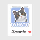 WHAT? Funny Cat Sticker – Cute Confused Cat Meme (Feuille)