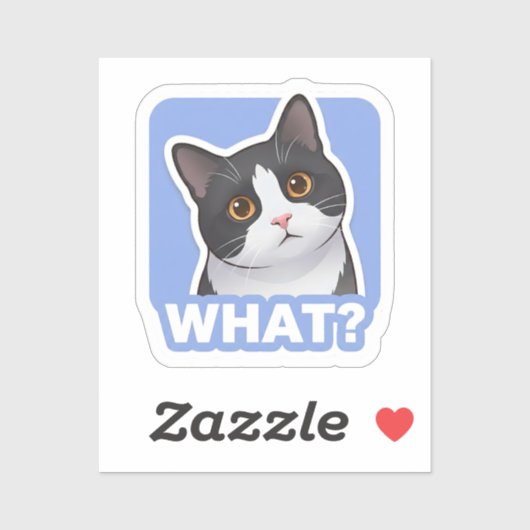 WHAT? Funny Cat Sticker – Cute Confused Cat Meme (Feuille)