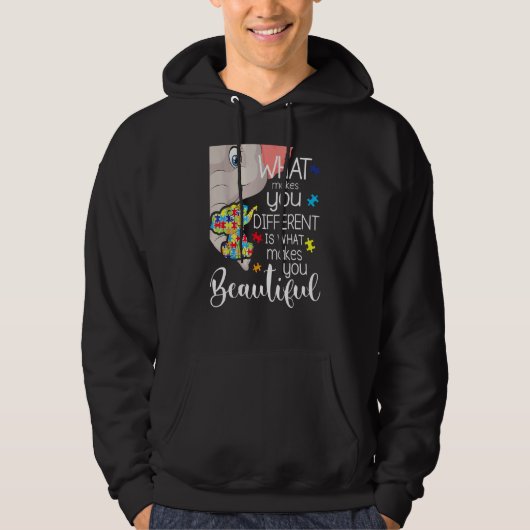 What Makes You Different Elephant Mom Autism Child Hoodie (Voorkant)