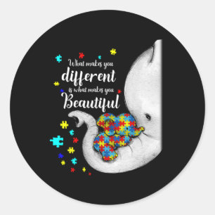 What Makes You Different Elephant Mom Autism Child Ronde Sticker