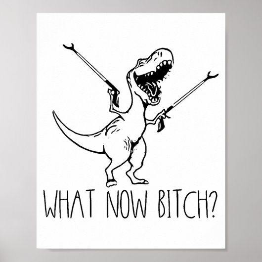 What Now Bich Funny T Rex Dinosaur Saying Quote Me Poster (Voorkant)