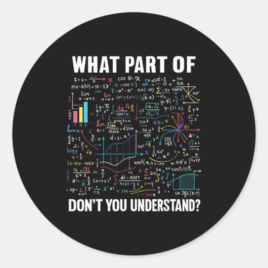What Part Of Don't You Understand _ Funny Math Tea Ronde Sticker (Voorkant)