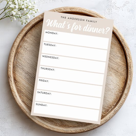 What 's for dinner light brown weekly planner post-it® notes