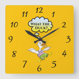 What the Duck? Wall Clock Vierkante Klok