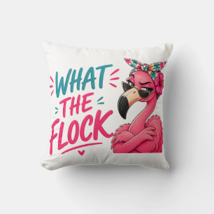 What The Flock - Roze Flamingo Zonneschermen Tropi Kussen