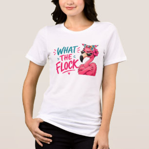 What The Flock - Roze Flamingo Zonneschermen Tropi Tri-Blend Shirt