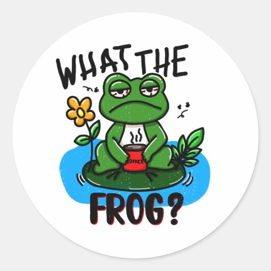 What the frog? ronde sticker (Voorkant)