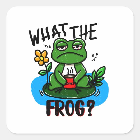 What the frog? vierkante sticker (Voorkant)