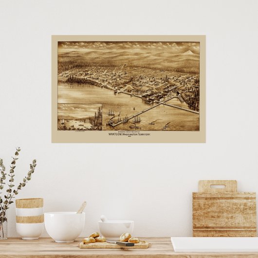 Whatcom Washington Panoramic Map 1888 Poster (Keuken)