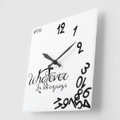 Whatever, I'm Late Anyways Clock - Black / White Vierkante Klok (Hoek)