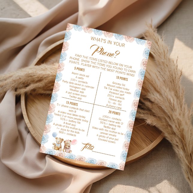 What's in Your Phone Game Card Teddy Bear (Creator heeft geüpload)